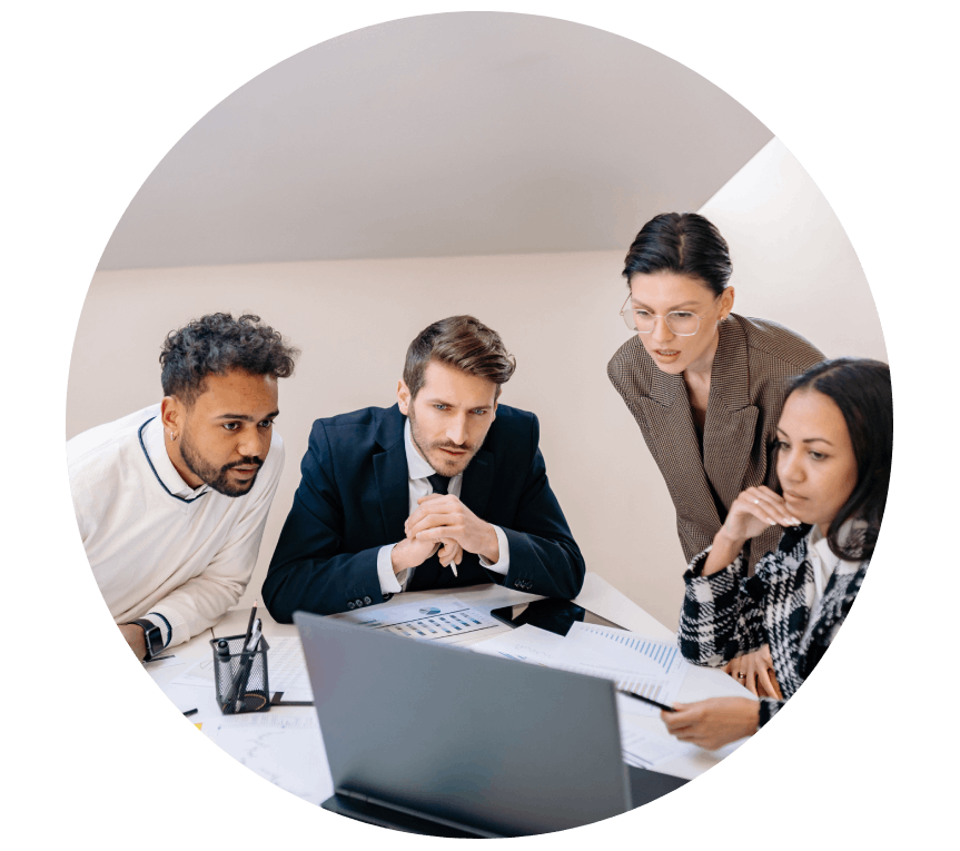 Some people sitting on the chair and looking into laptop